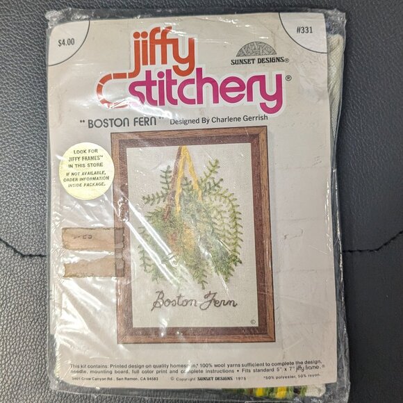 Vintage Boston Fern Jiffy Stitchery Kit - Picture 1 of 3